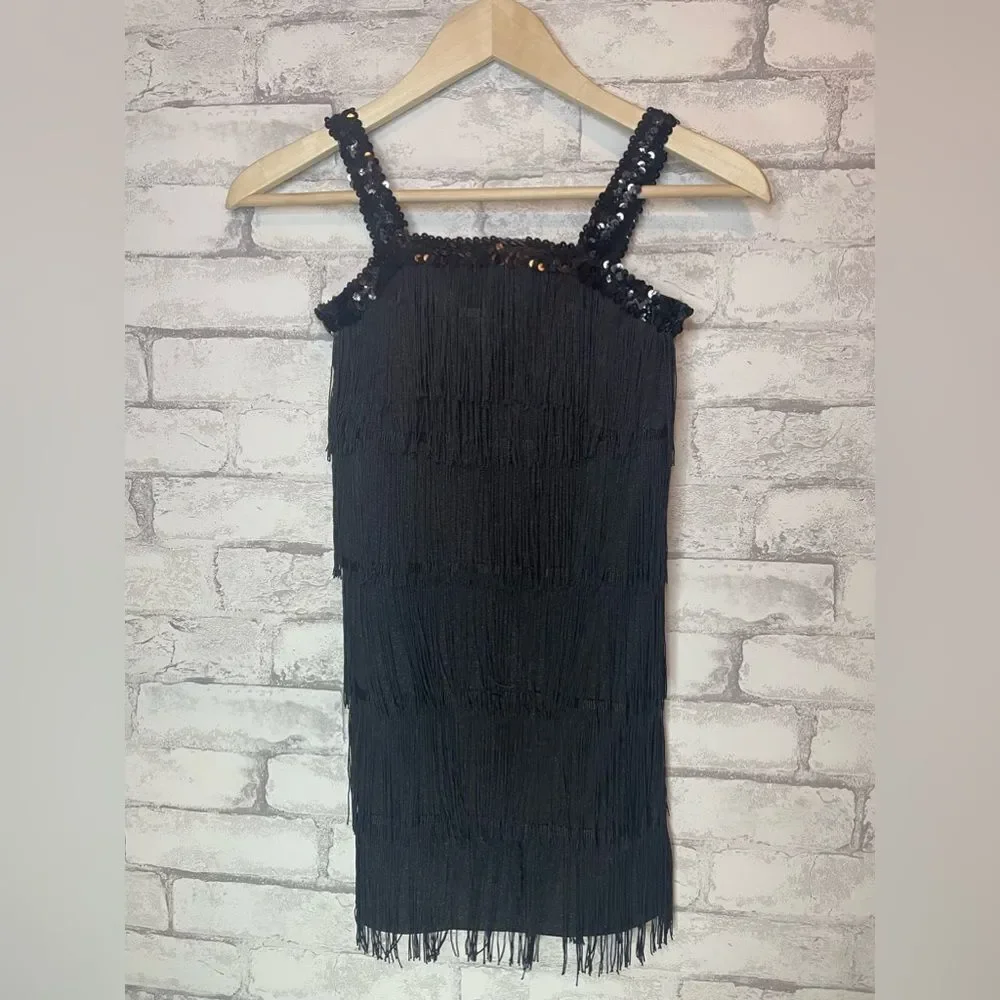 Girls (size 7-8y) Flapper Dress Black Sequin Halloween Costume 20’s era - Picture 4 of 5